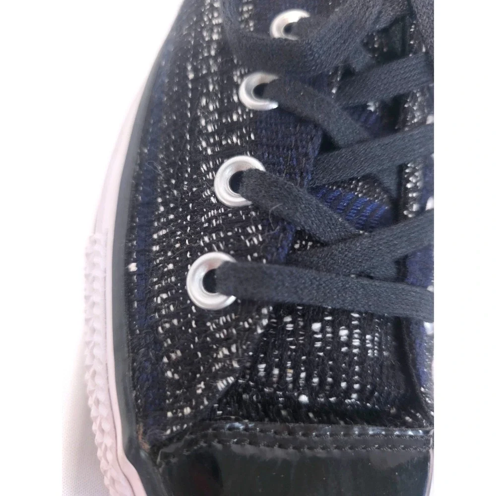 Converse Chuck Taylor All Star Black Navy Silver Woven Dobby Tweed Low Top 10